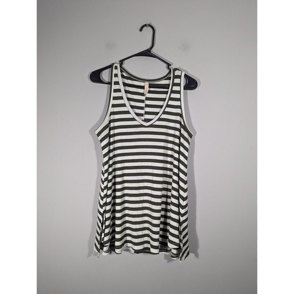 EUC Wishlist Green Stripe Relaxed Fit Tank Top Women Size S - Picture 1 of 6